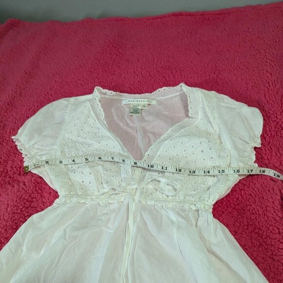 White Babydoll Short Sleeve top - Picture 2 of 5